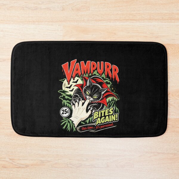Item preview, Funny Vampurr Bites Again Vampire Cat Horror Comic Art designed and sold by elderberry.