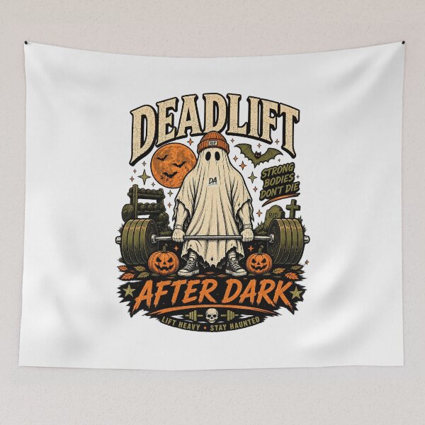 Item preview, Deadlift After Dark Ghost Fitness Halloween Gym Art designed and sold by DesignArtist.ia.