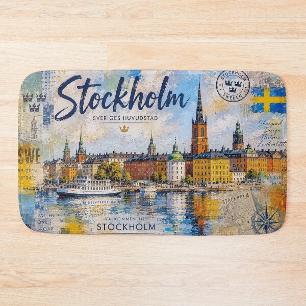 Item preview, Stockholm Postcard painting, Sweden – A Beautiful city in Europe. designed and sold by GalleryKauffeld.