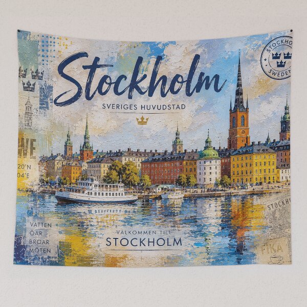 Item preview, Stockholm Postcard painting, Sweden – A Beautiful city in Europe. designed and sold by GalleryKauffeld.