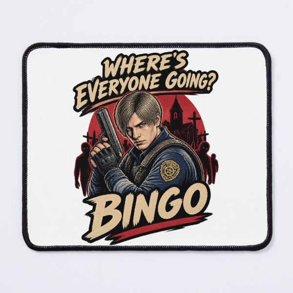 Item preview, Leon Kennedy Inspired Bingo Design Featuring 'Where's Everyone Going?' Quote designed and sold by Succpreme.