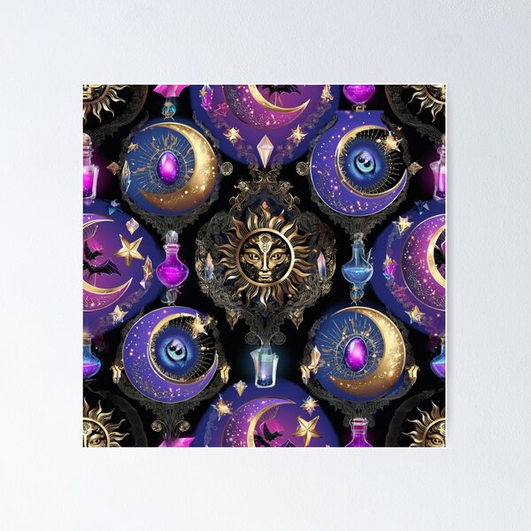 Item preview, Gothic Celestial Alchemy: Mystical Halloween Seamless Pattern designed and sold by Dream Bloom Gallery.