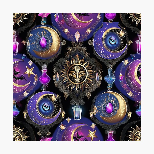 Item preview, Gothic Celestial Alchemy: Mystical Halloween Seamless Pattern designed and sold by Dream Bloom Gallery.