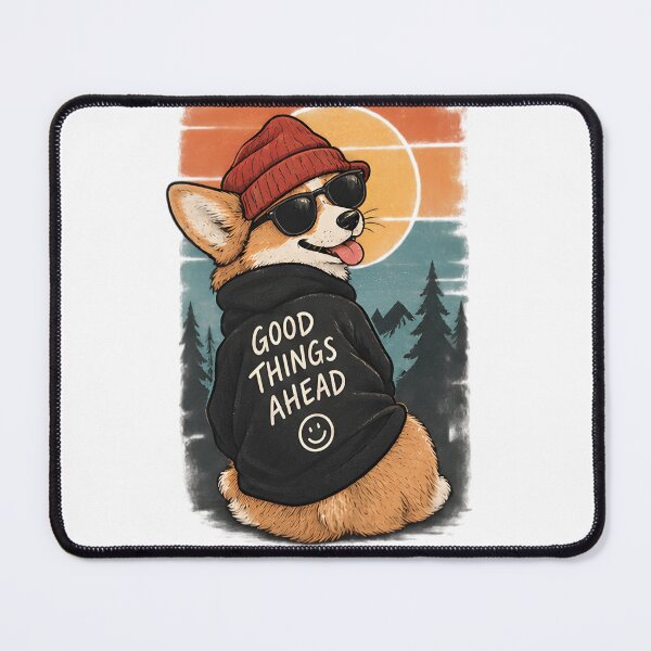 Item preview, Cute Dog Good Things Ahead Positive Sunset Aesthetic Design designed and sold by BlackSyeth.