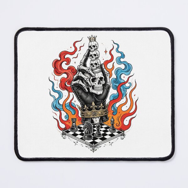 Item preview, Skeleton Hand Skull Chess King Crown Fire Smoke Tactical Strategy designed and sold by VYBE DARK Studio.