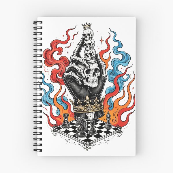 Item preview, Skeleton Hand Skull Chess King Crown Fire Smoke Tactical Strategy designed and sold by VYBE DARK Studio.