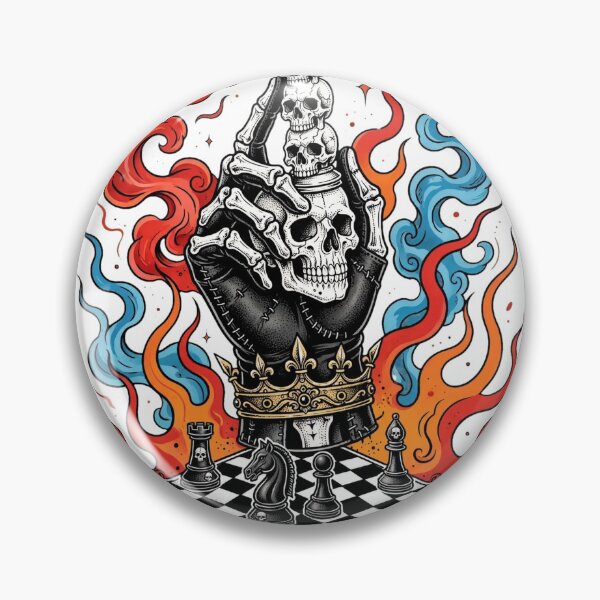 Item preview, Skeleton Hand Skull Chess King Crown Fire Smoke Tactical Strategy designed and sold by VYBE DARK Studio.