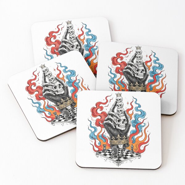 Item preview, Skeleton Hand Skull Chess King Crown Fire Smoke Tactical Strategy designed and sold by VYBE DARK Studio.