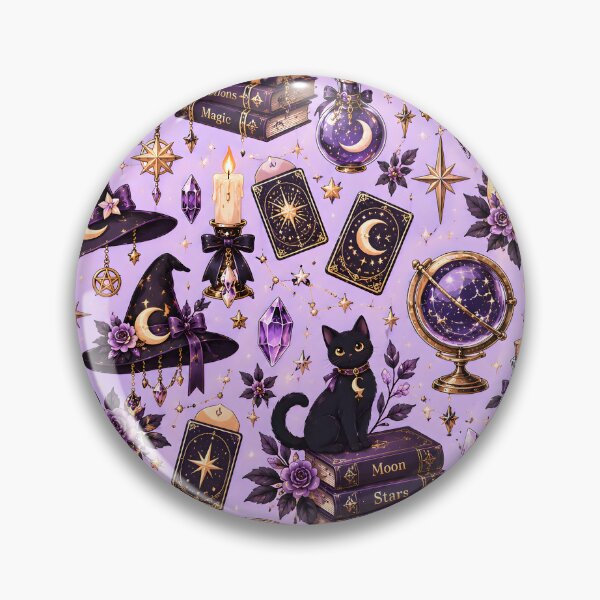 Item preview, Halloween Pattern: witchy aesthetics and cute black cats designed and sold by DreamagineArtDesign.