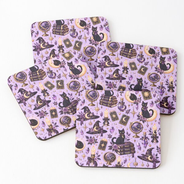Item preview, Halloween Pattern: witchy aesthetics and cute black cats designed and sold by DreamagineArtDesign.