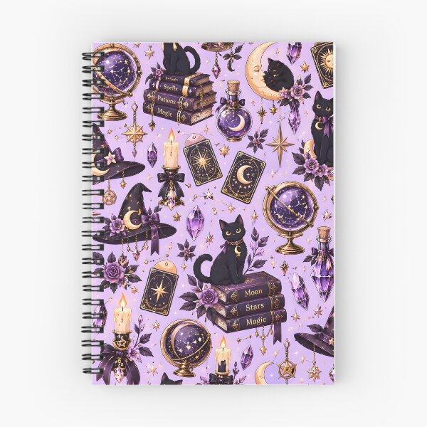 Item preview, Halloween Pattern: witchy aesthetics and cute black cats designed and sold by DreamagineArtDesign.