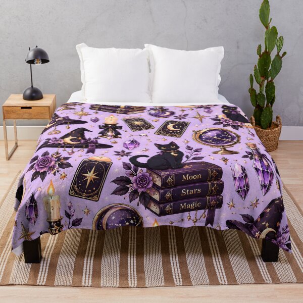 Item preview, Halloween Pattern: witchy aesthetics and cute black cats designed and sold by DreamagineArtDesign.