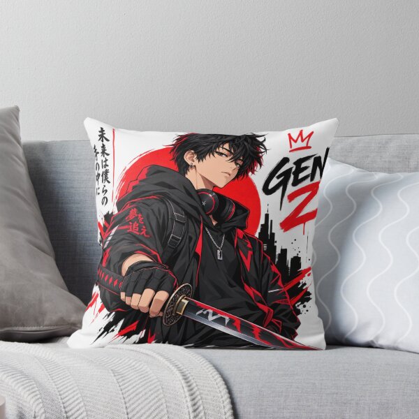 Item preview, Anime Samurai Warrior – Black & Red Katana Gen Z Streetwear designed and sold by Shanker-studio.