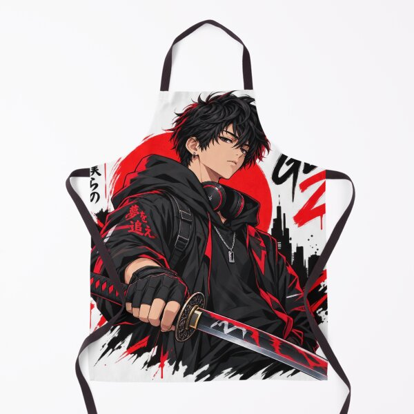 Item preview, Anime Samurai Warrior – Black & Red Katana Gen Z Streetwear designed and sold by Shanker-studio.
