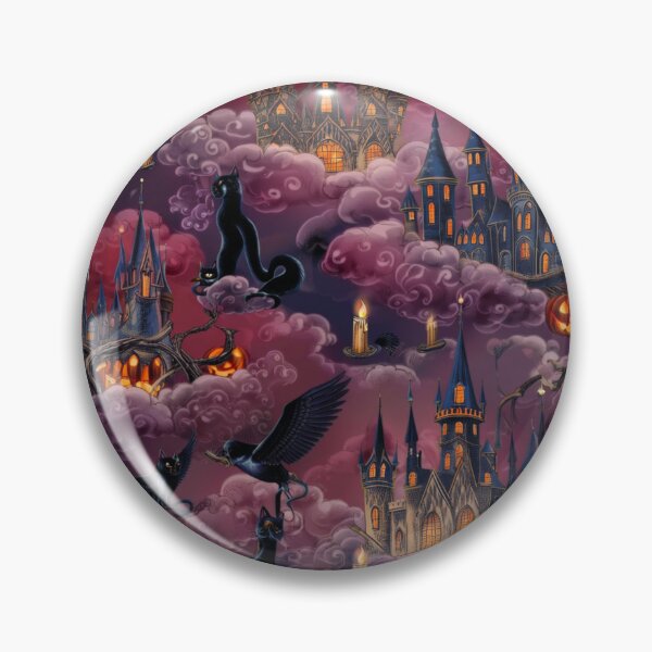 Item preview, Gothic Raven Castle: Enchanted Halloween Haunted Castle Seamless Pattern designed and sold by Dream Bloom Gallery.