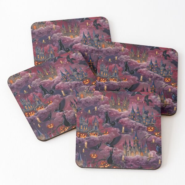 Item preview, Gothic Raven Castle: Enchanted Halloween Haunted Castle Seamless Pattern designed and sold by Dream Bloom Gallery.