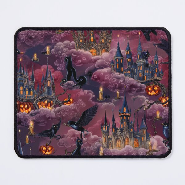 Item preview, Gothic Raven Castle: Enchanted Halloween Haunted Castle Seamless Pattern designed and sold by Dream Bloom Gallery.