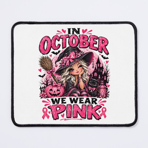 Item preview, In October We Wear Pink Witch Halloween Essential T-Shirt  designed and sold by podlook.