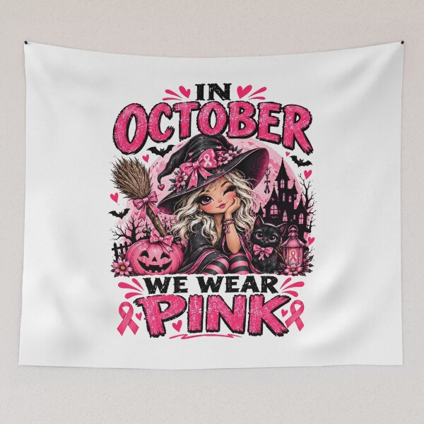 Item preview, In October We Wear Pink Witch Halloween Essential T-Shirt  designed and sold by podlook.