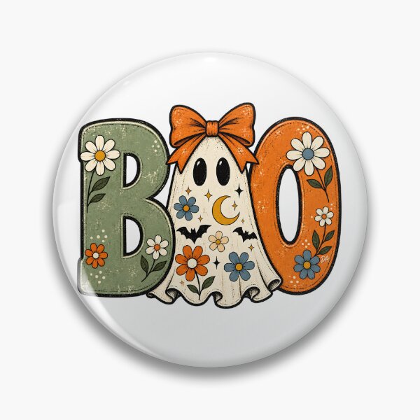 Item preview, BOO Floral Ghost Retro Coquette Halloween Typography Art designed and sold by DesignArtist.ia.