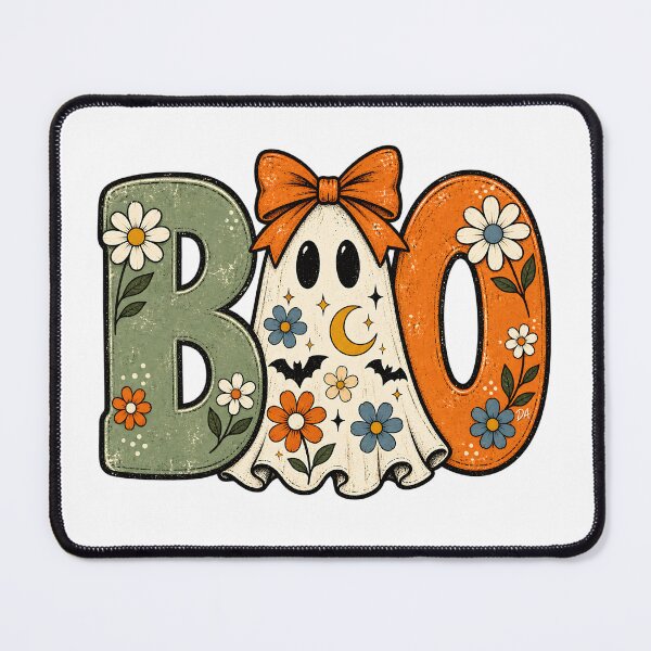 Item preview, BOO Floral Ghost Retro Coquette Halloween Typography Art designed and sold by DesignArtist.ia.