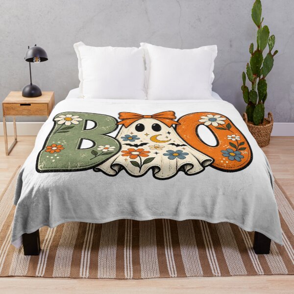 Item preview, BOO Floral Ghost Retro Coquette Halloween Typography Art designed and sold by DesignArtist.ia.