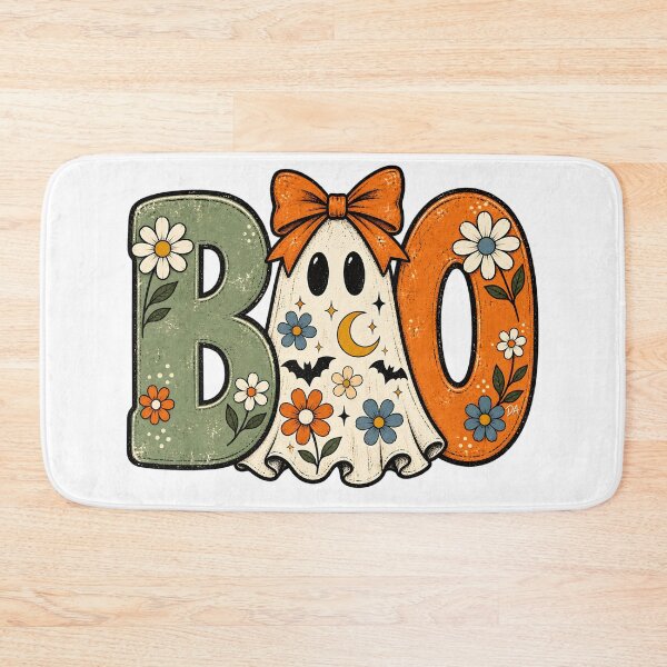 Item preview, BOO Floral Ghost Retro Coquette Halloween Typography Art designed and sold by DesignArtist.ia.