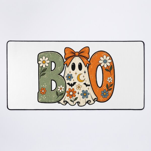 Item preview, BOO Floral Ghost Retro Coquette Halloween Typography Art designed and sold by DesignArtist.ia.