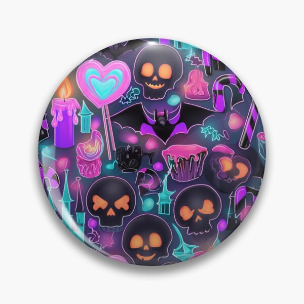 Item preview, Neon Gothic Candy Carnival: Vibrant Halloween Seamless Pattern designed and sold by Dream Bloom Gallery.
