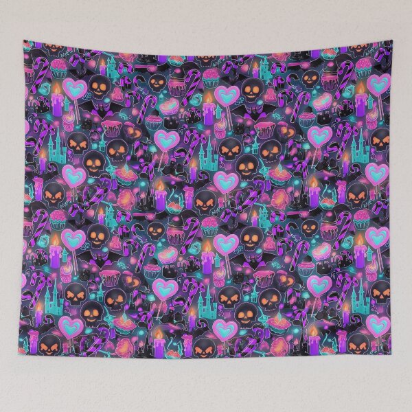 Item preview, Neon Gothic Candy Carnival: Vibrant Halloween Seamless Pattern designed and sold by Dream Bloom Gallery.