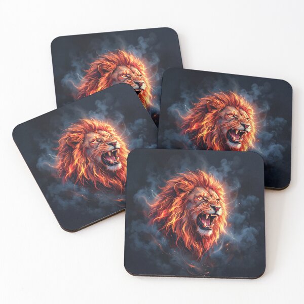 Item preview, Fiery Roaring Lion Fire Smoke Art designed and sold by Marcu Ioachim.