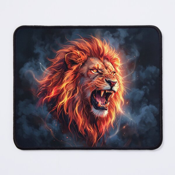 Item preview, Fiery Roaring Lion Fire Smoke Art designed and sold by Marcu Ioachim.