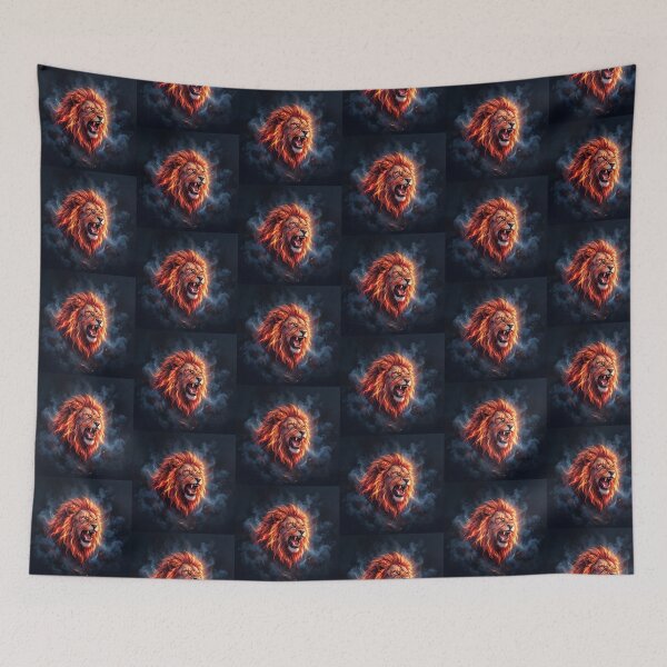 Item preview, Fiery Roaring Lion Fire Smoke Art designed and sold by Marcu Ioachim.