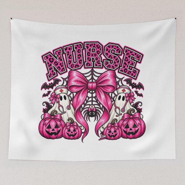 Item preview, Nurse Halloween Pink Coquette Bow Ghost Nurse Art designed and sold by DesignArtist.ia.