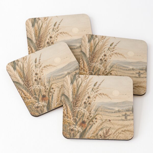 Item preview, Autumn Meadow Oil Painting Golden Wheat Field Bird designed and sold by Jozefin's Studio.