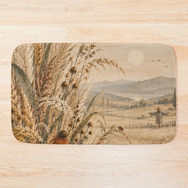 Item preview, Autumn Meadow Oil Painting Golden Wheat Field Bird designed and sold by Jozefin's Studio.