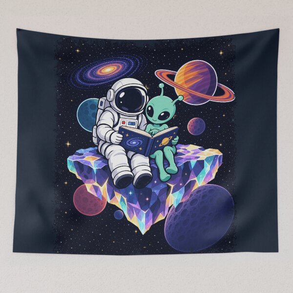 Item preview, Astronaut Reading Book to Alien Moon Space Astronomy Galaxy designed and sold by Colorfulman.
