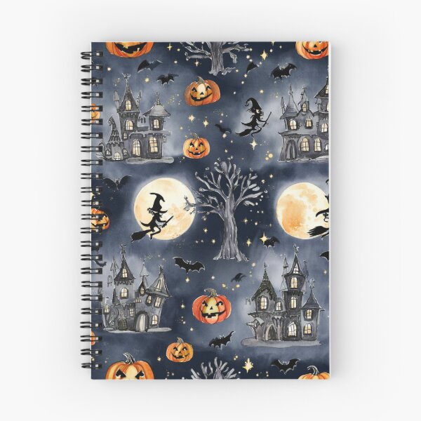 Item preview, Moonlit Haunted Village: Gothic Halloween Watercolor Seamless Pattern designed and sold by Dream Bloom Gallery.