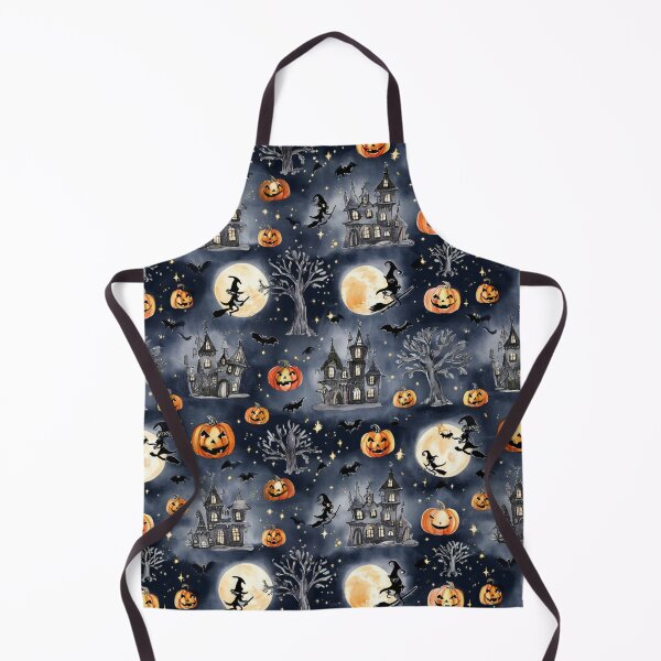 Item preview, Moonlit Haunted Village: Gothic Halloween Watercolor Seamless Pattern designed and sold by Dream Bloom Gallery.