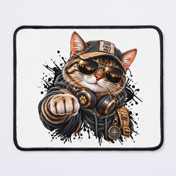 Item preview, Good Vibes Only Cat – Cool Streetwear Adventure designed and sold by ArtGStudio.
