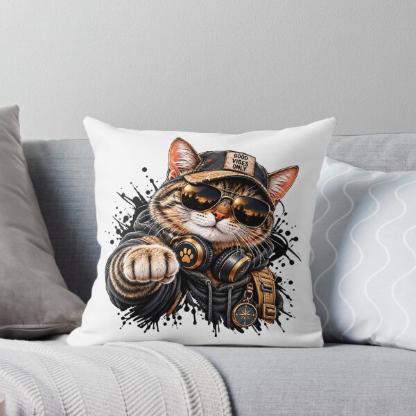 Item preview, Good Vibes Only Cat – Cool Streetwear Adventure designed and sold by ArtGStudio.