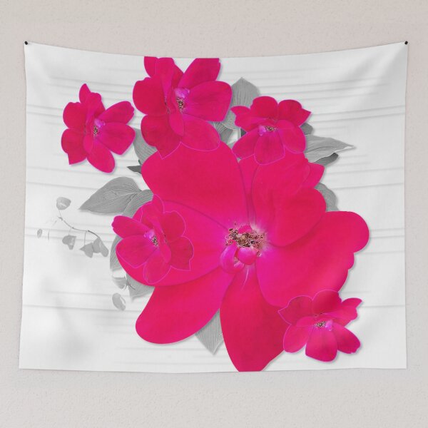 Item preview, Crayola Red Rugosa Rose Flowers on Grayscale designed and sold by Dahneray1.