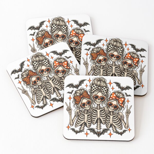 Item preview, Skeleton Besties Messy Bun Bows Sunglasses Halloween Art designed and sold by DesignArtist.ia.