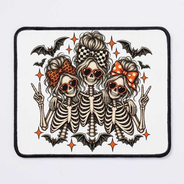 Item preview, Skeleton Besties Messy Bun Bows Sunglasses Halloween Art designed and sold by DesignArtist.ia.