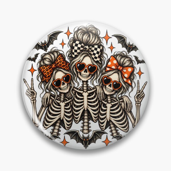 Item preview, Skeleton Besties Messy Bun Bows Sunglasses Halloween Art designed and sold by DesignArtist.ia.