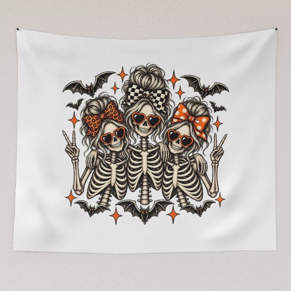 Item preview, Skeleton Besties Messy Bun Bows Sunglasses Halloween Art designed and sold by DesignArtist.ia.
