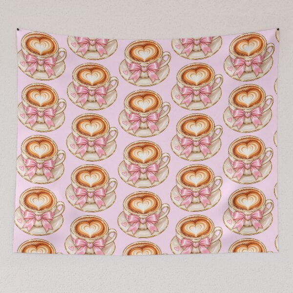 Item preview, Cute Pink Bow Coffee Sticker | Heart Latte Art | Coquette Coffee Aesthetic designed and sold by StickyDelights.