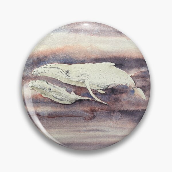Item preview, Humpback Whale Mother and Calf — Megaptera novaeangliae | Watercolour & Ink designed and sold by SundayGirlTeam.