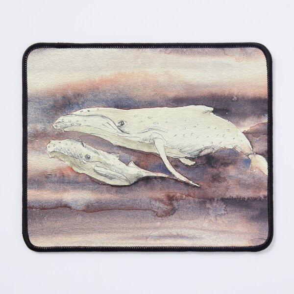 Item preview, Humpback Whale Mother and Calf — Megaptera novaeangliae | Watercolour & Ink designed and sold by SundayGirlTeam.