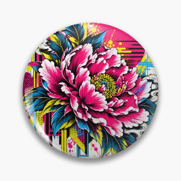 Item preview, Electric Peony – Japanese Pop Art Floral designed and sold by KASUMINK.